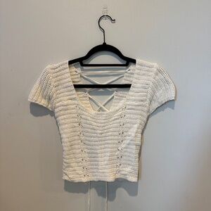 12th Tribe Short Sleeve Sweater Crop Top
